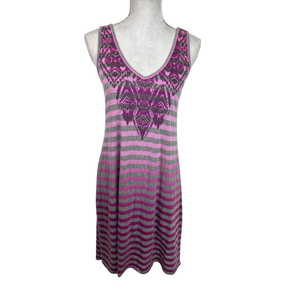 Prana Women's S Organic Bld Lighweight Purple Ombre Striped Dress‎